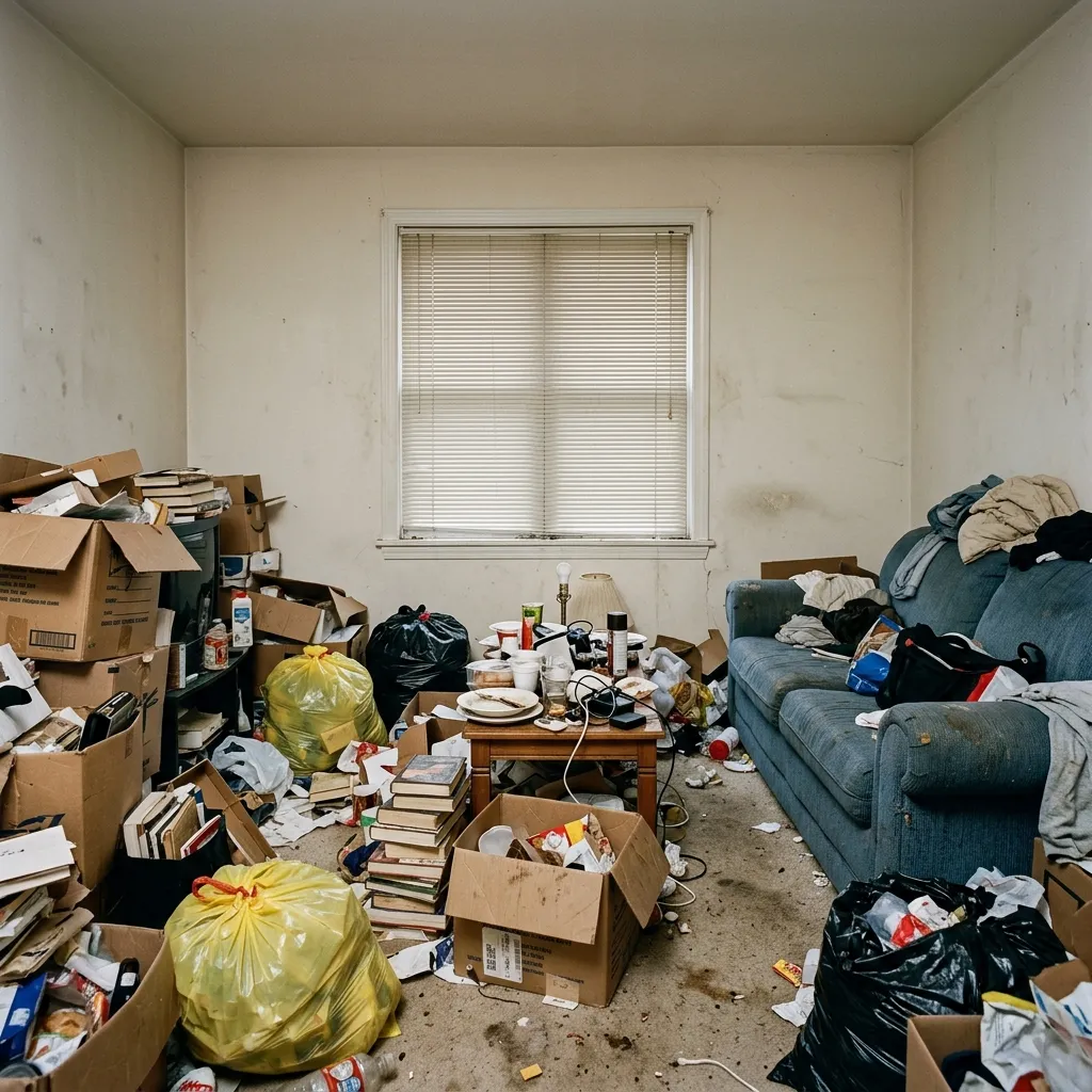 Überladene Wohnung vor der Räumung in Bayreuth